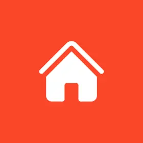 Group 1321317507 A white house icon sits elegantly on a red background, reminiscent of a polished emblem for mobile home parts and supplies.